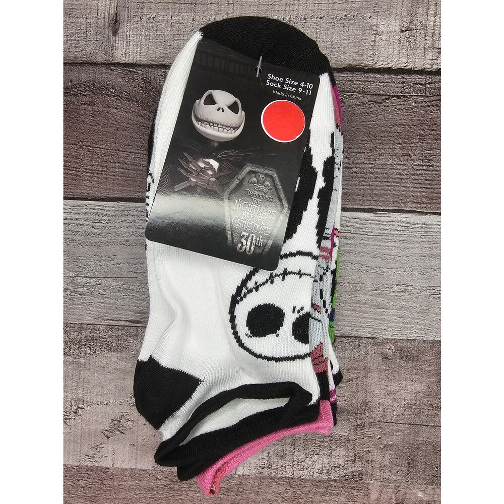 6 Pair DISNEY NIGHTMARE BEFORE CHRISTMAS Ankle SOCKS Size 4-10 Unisex - Picture 4 of 7